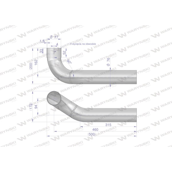 Kolano rura łączeniowa tłumika inox L168524.1W | Exvi