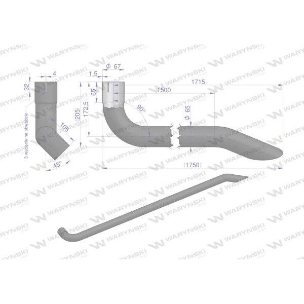 Tłumik rura wydechu AL164071 John Deere AL171730W | Exvi