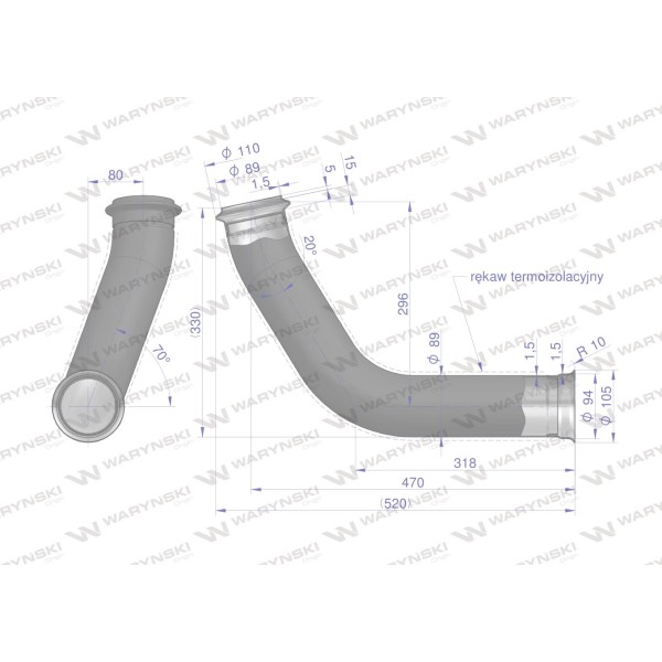 Kolano tłumika z termoizolacją RE175775 RE217832W | Exvi