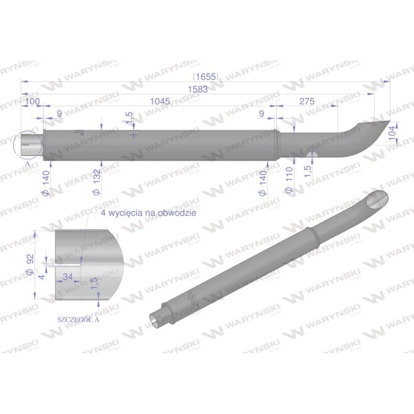 Tłumik rura wydechowa Renault Ares 7700043898W | Exvi