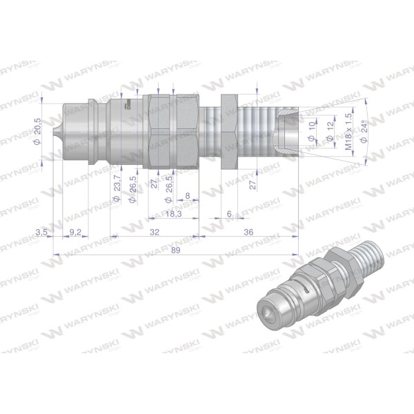 Szybkozłącze hydrauliczne wtyczka long WIAM18SZL | Exvi