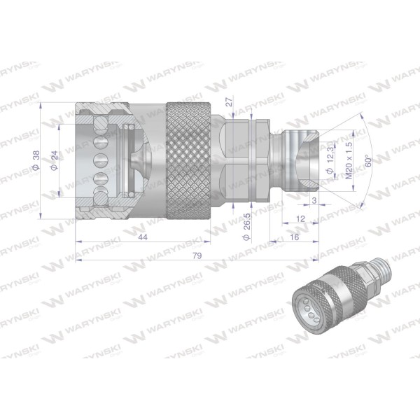Szybkozłącze hydrauliczne gniazdo WIAM20MZ-PP | Exvi