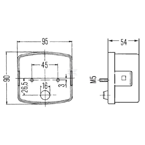Lampa tylna zespolona 95x90mm, prawa 2SD002776241 | Exvi