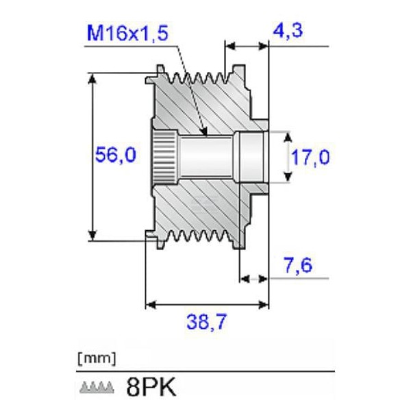 Koło pasowe alternatora, ze sprzęgłem 535013110 | Exvi