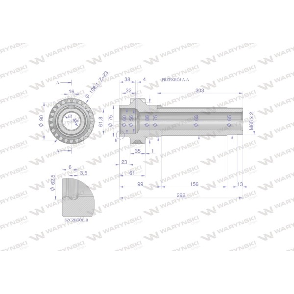 Wałek pośredni skrzyni Z-23 C-385 80/12-118/1 | Exvi