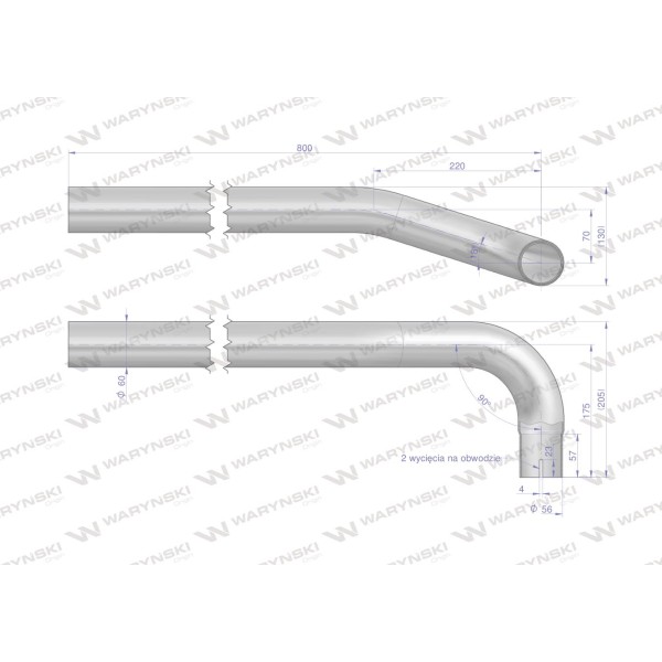 Rura do tłumika 5040390070.1P prosta 5040390070-3PW | Exvi