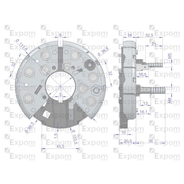 Prostownik diody alternatora 1127320692EX | Exvi