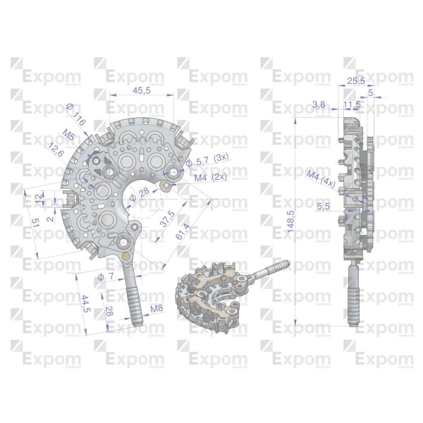 Prostownik alternatora 100211-6420EX 021580-3990EX | Exvi