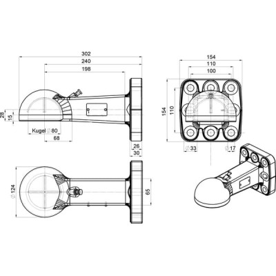 Zaczep kulowy K80, 100 x 110 / 8xM16 8003309 | Exvi
