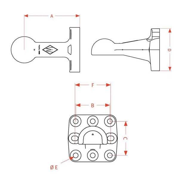 Zaczep kulowy K80, 100 x 110 / 8xM16 8003309 | Exvi