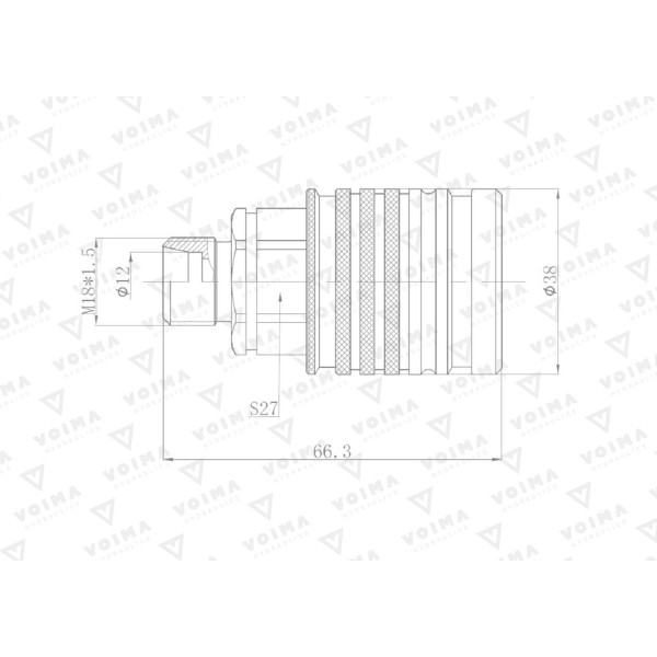 Szybkozłącze hydrauliczne gniazdo EURO V-M18GN-50 | Exvi