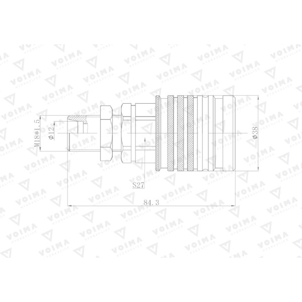Szybkozłącze hydrauliczne gniazdo EURO V-ML18GN-50 | Exvi