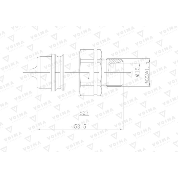 Szybkozłącze hydrauliczne wtyczka EURO V-M22WT-50 | Exvi