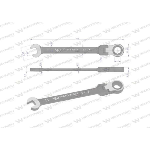 Klucz płasko-oczkowy 11 mm z grzechotką 72 WMK076 | Exvi
