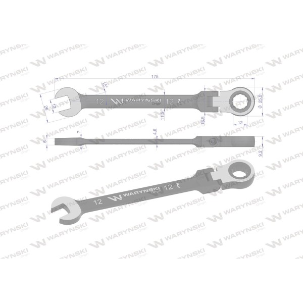 Klucz płasko-oczkowy 12 mm z grzechotką 72 WMK077 | Exvi