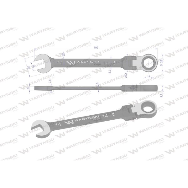 Klucz płasko-oczkowy 14 mm z grzechotką 72 WMK079 | Exvi