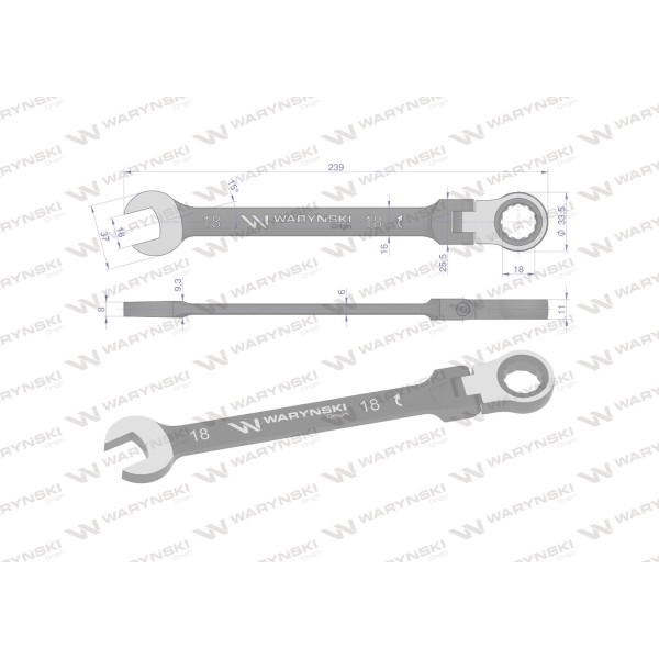 Klucz płasko-oczkowy 18 mm z grzechotką 72 WMK083 | Exvi