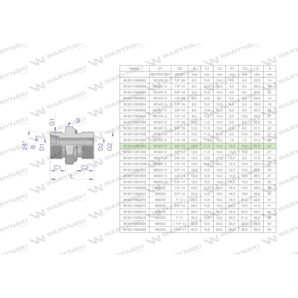 Przyłączka hydrauliczna BB (XGE) 5011061206-50 | Exvi