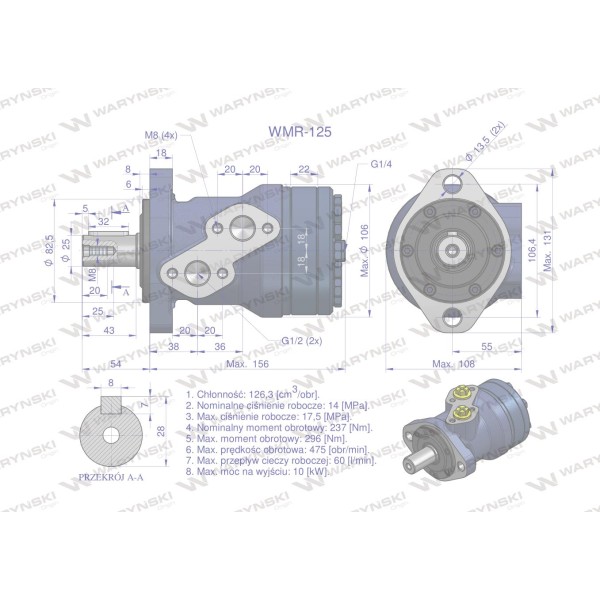 Silnik hydrauliczny orbitalny WMR 125 WMR-125 | Exvi