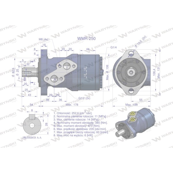Silnik hydrauliczny orbitalny WMR 250 WMR-250 | Exvi