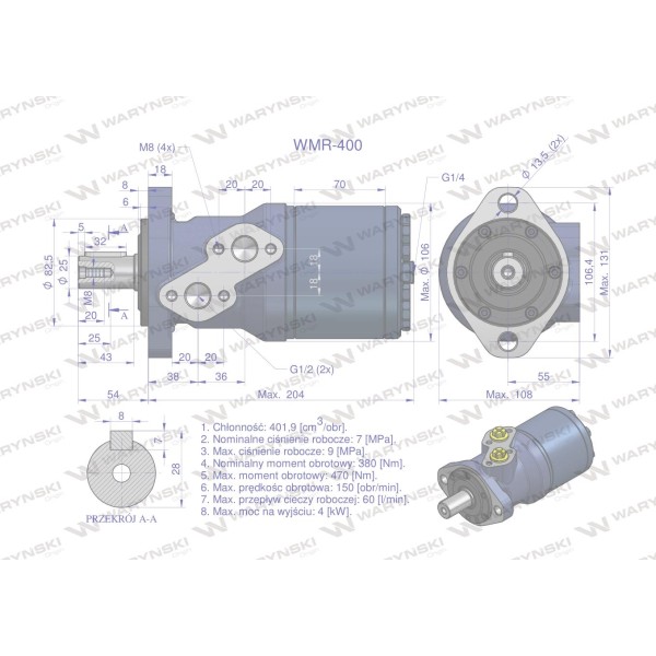 Silnik hydrauliczny orbitalny WMR 400 WMR-400 | Exvi