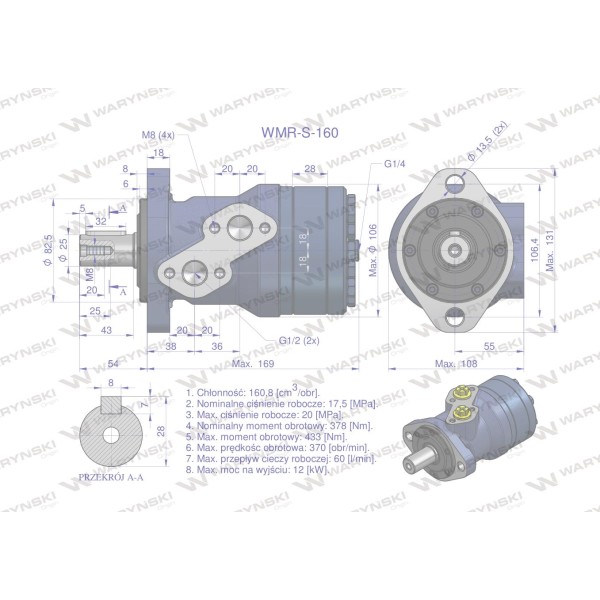 Silnik hydrauliczny orbitalny wzmacniany WMR-S-160 | Exvi
