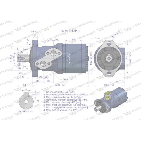 Silnik hydrauliczny orbitalny wzmacniany WMR-S-315 | Exvi