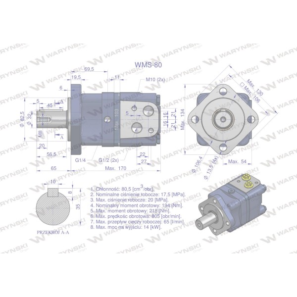 Silnik hydrauliczny orbitalny WMS 80 cm3/obr WMS-80 | Exvi
