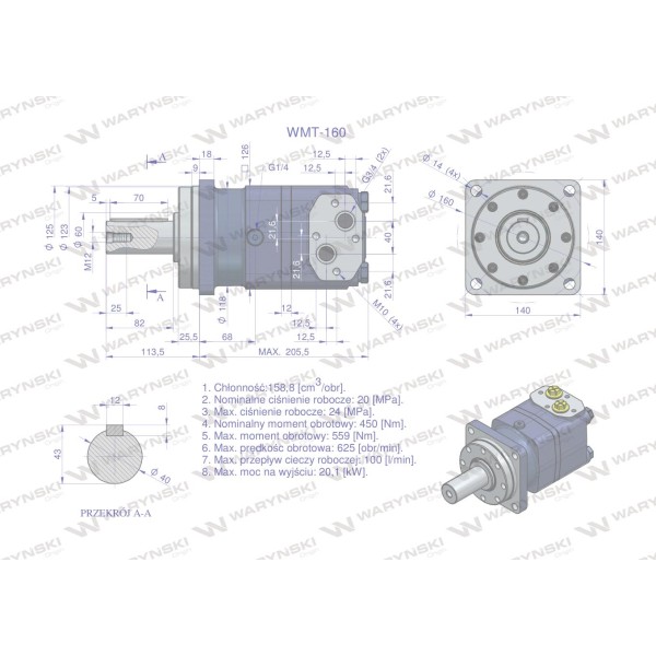Silnik hydrauliczny orbitalny WMT 160 WMT-160 | Exvi
