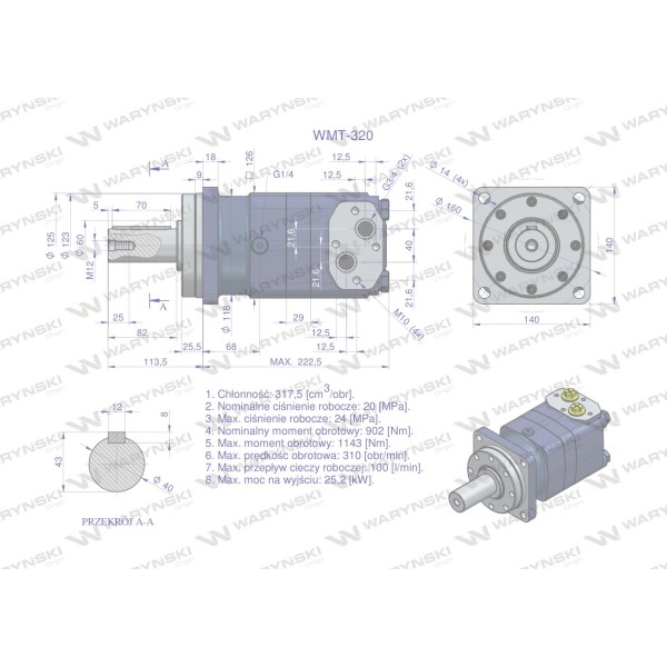 Silnik hydrauliczny orbitalny WMT 320 WMT-320 | Exvi