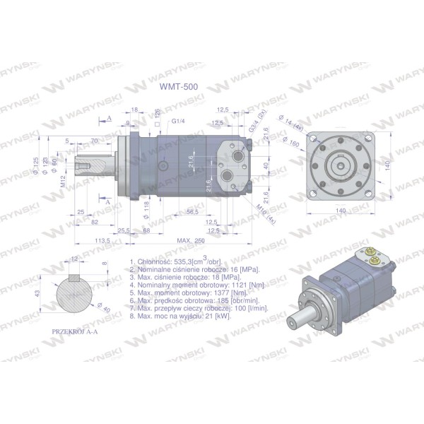 Silnik hydrauliczny orbitalny WMT 500 WMT-500 | Exvi
