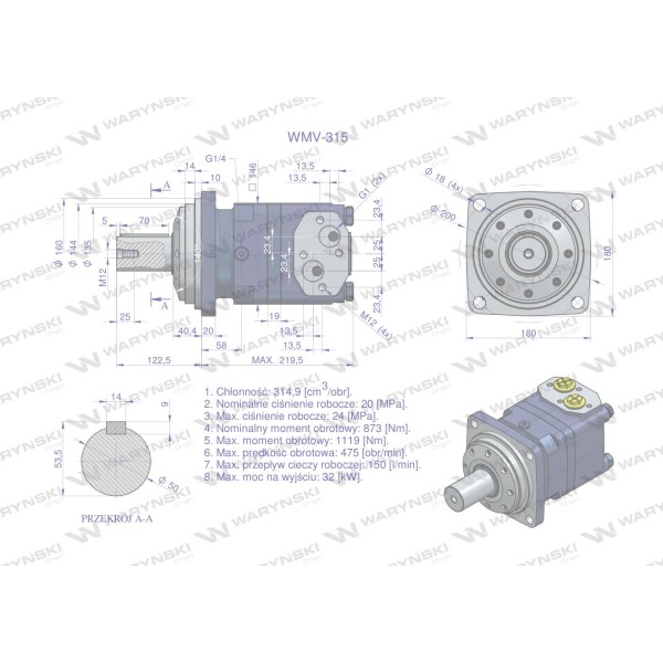 Silnik hydrauliczny orbitalny WMV 315 WMV-315 | Exvi