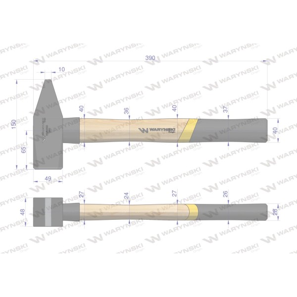 Młotek ślusarski 2 kg ciężki z jesionowym WMM302 | Exvi