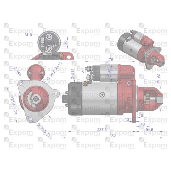 Rozrusznik R10A 300851ER. EX151000 24V EX-151000EX | Exvi
