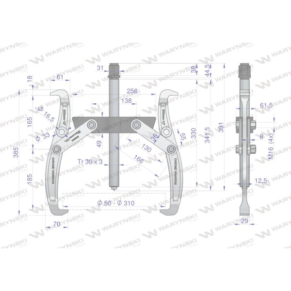 Ściągacz do łożysk dwuramiennytyp S 50-310 WMB026 | Exvi