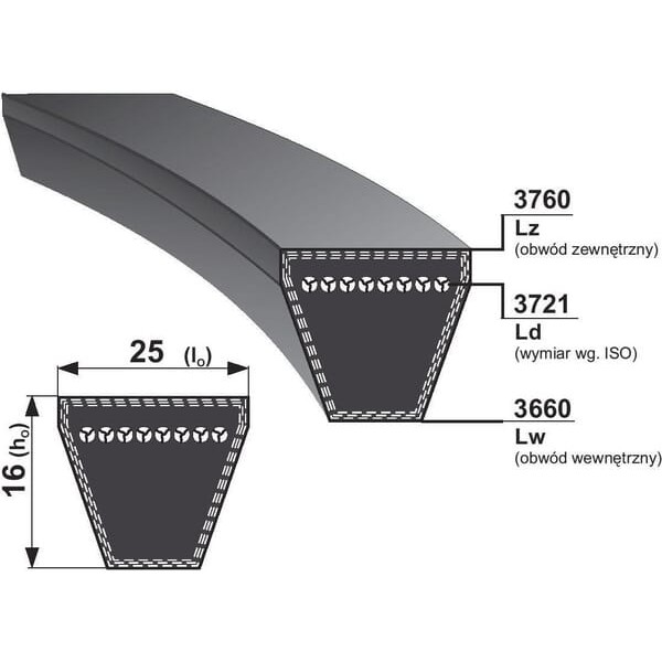 Pas klinowy 25x3660 Optibelt VB253660 | Exvi