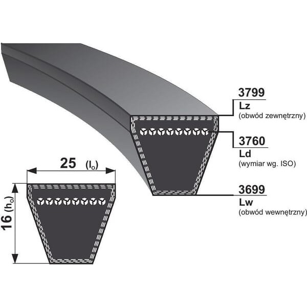 Pas klinowy 25x3690 Optibelt VB253690 | Exvi