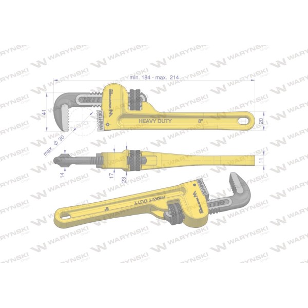 Klucz do rur typ amerykański8" wzmocniony WMH130 | Exvi