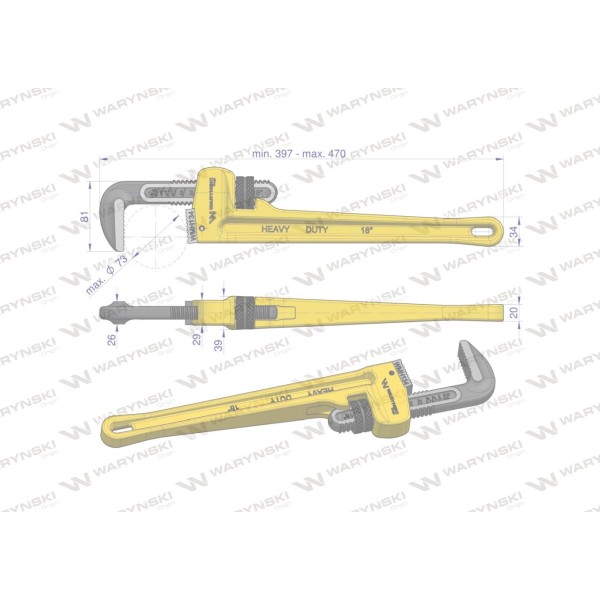 Klucz do rur typ amerykański 18" wzmocniony WMH134 | Exvi