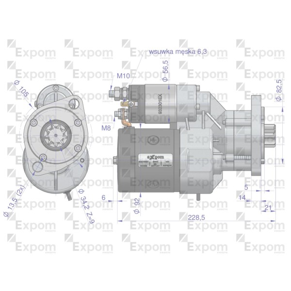 Rozrusznik z reduktorem typu Magneton 9142781EX | Exvi