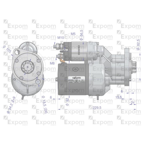 Rozrusznik z reduktorem typu Magneton 9142708EX | Exvi