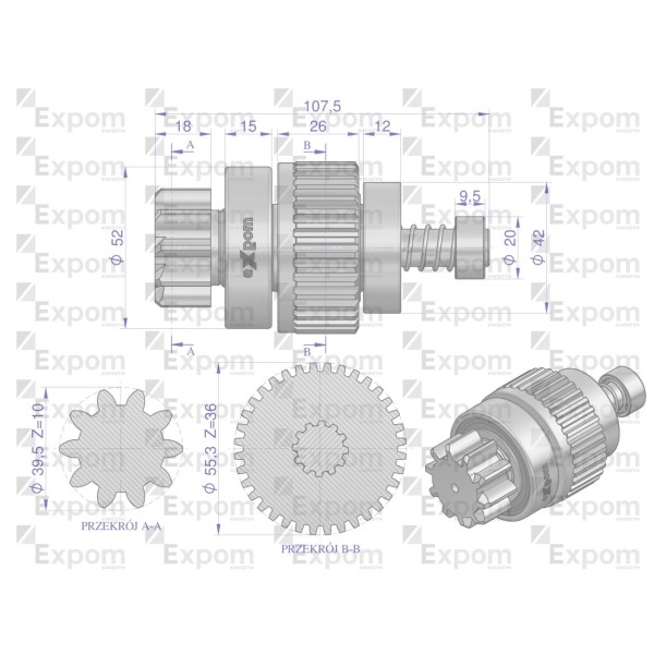 Zespół sprzęgający rozrusznika JOHN DEERE 7153970EX | Exvi