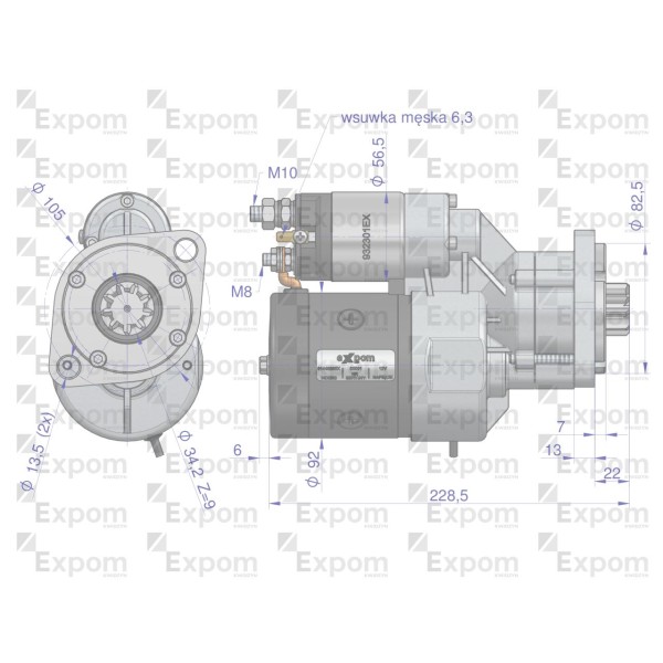Rozrusznik z reduktorem typu Magneton 9144820EX | Exvi