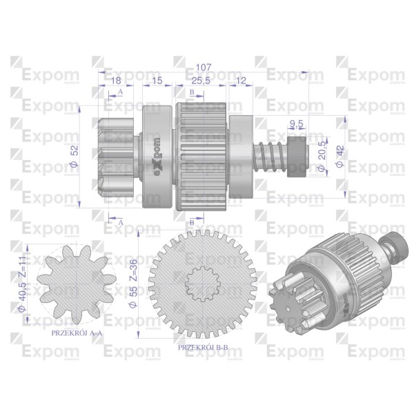 Zespół sprzęgający rozrusznika LTZ typu 9144821.6EX | Exvi