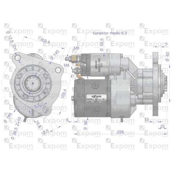 Rozrusznik z reduktorem typu Magneton Case 9142766EX | Exvi