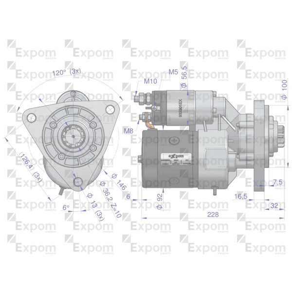 Rozrusznik z reduktorem typu Magneton T25 9142780EX | Exvi