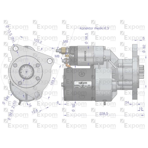Rozrusznik z reduktorem typu Magneton Case 9142765EX | Exvi