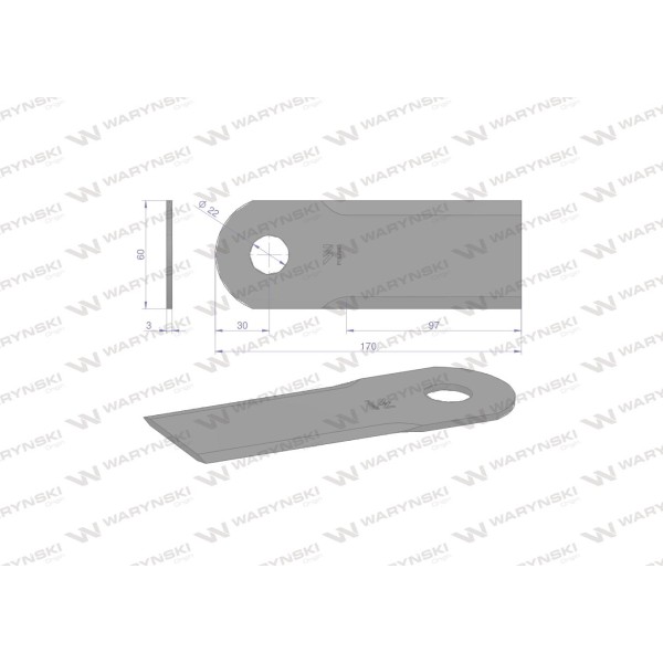 Nóż obrotowy rozdrabniacz słomy WRR170X60X3 | Exvi