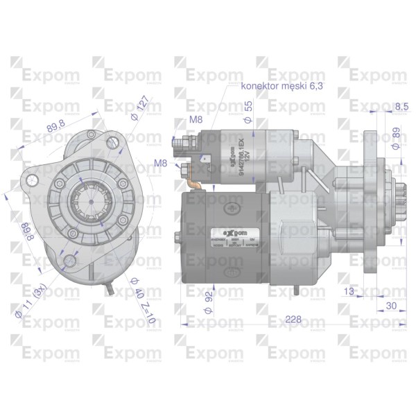 Rozrusznik z reduktorem typu Magneton MF4 9142743EX | Exvi