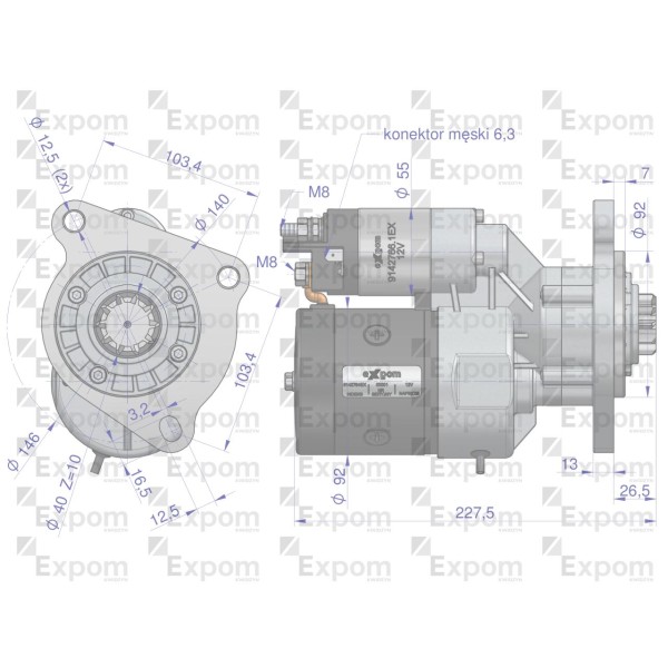 Rozrusznik z reduktorem typu Magneton MF3 9142764EX | Exvi